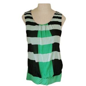 New York & Co Top Tank Sleeveless Blouse ColorBlock Stretch Women's Medium WOMAN